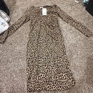 🍕Leopard Print maternity Long Sleeve Dress